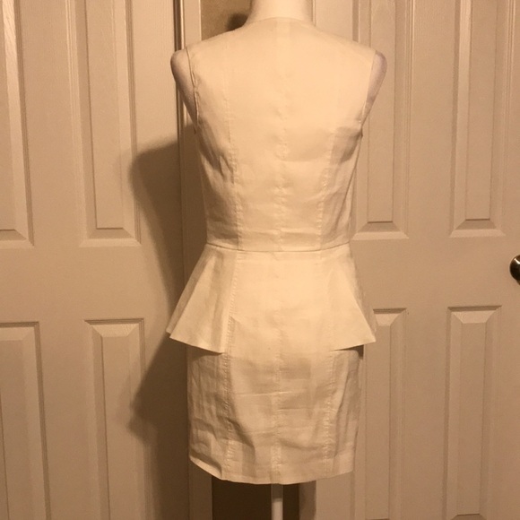 BEBE Sleeveless White Peplum Dress - Picture 3 of 5